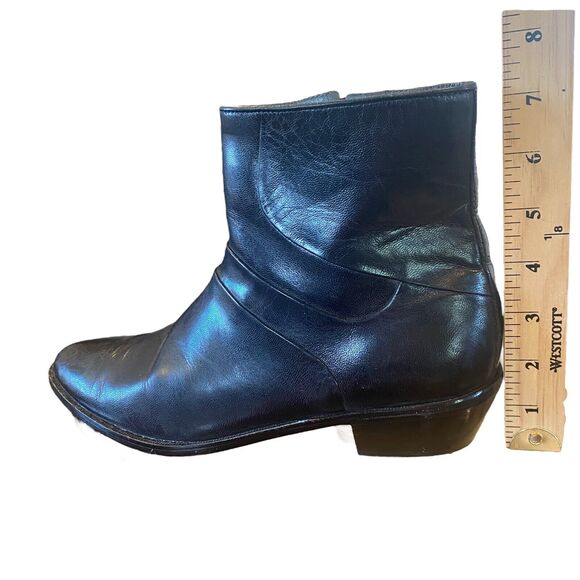 David Taylor Black Ankle Boots Beatles-Style Men's 8D Leather Zip 74076 - Picture 10 of 13